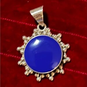 Vintage Blue lapis and Silver 925 Pendant.